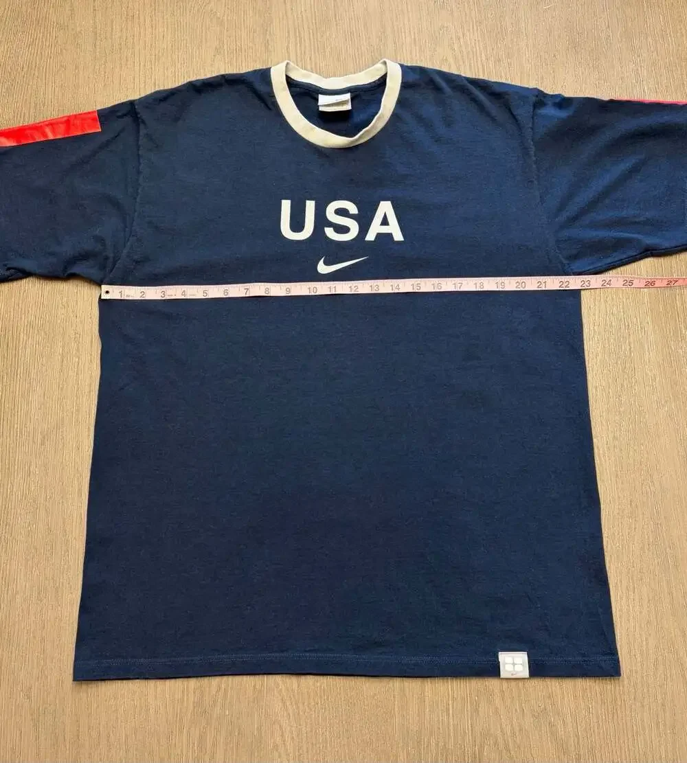 Vintage Nike Team USA Soccer Center Swoosh T Shirt Y2K Ringer Tee L